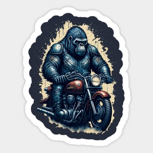 Gorilla riding a classic motorcyle Sticker